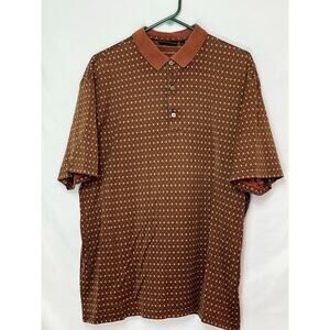 Bobby Jones Men's L Brown/Orange Argyle 3‑Button Short Sleeve Polo Shirt Golf
